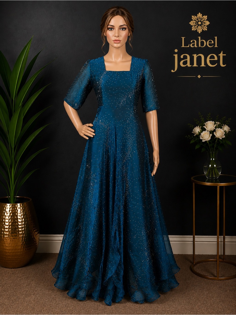 Brand new shimmer long dress for women ,Bust size- M up to L